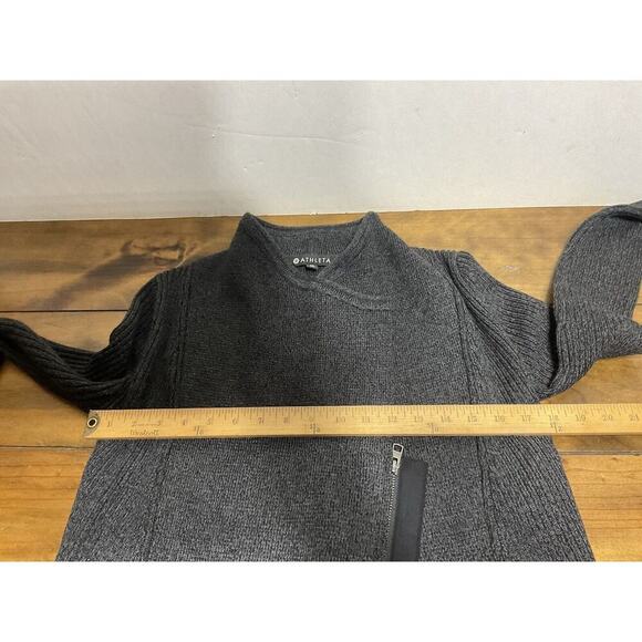 Athleta Thermolite Sentinel Sweater Wrap Grey Ribbed Merino Wool Cardigan Sz XS - Picture 9 of 12